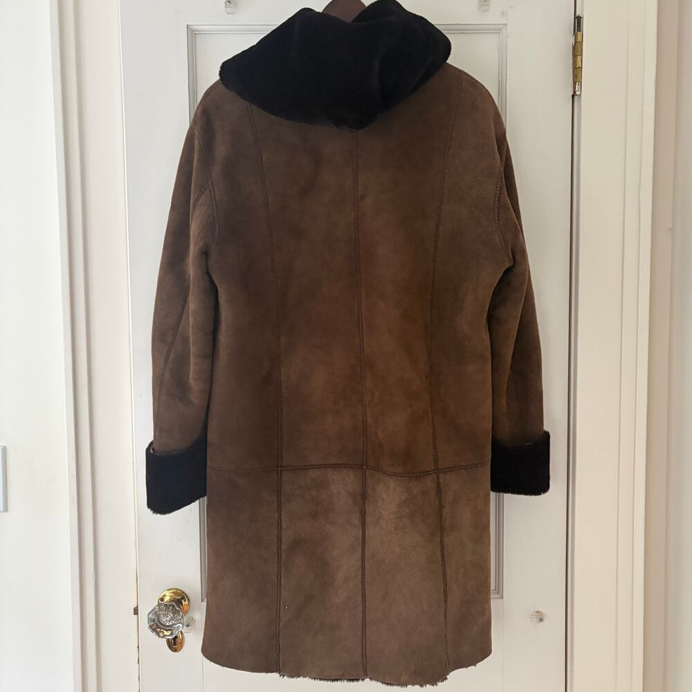 Marco Gianotti Shearling Reversable Coat Size 6 Hooded - Picture 5 of 12